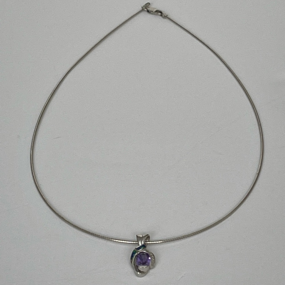 RCI 925 Sterling Silver Amethyst Opal Pendant